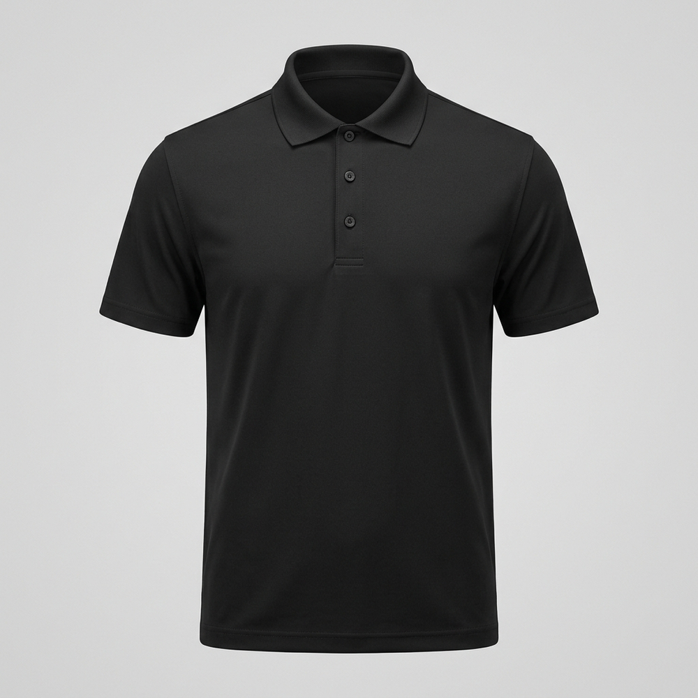 Placeholder mockup - blank black polo, Southcreek Trucking logo to be added