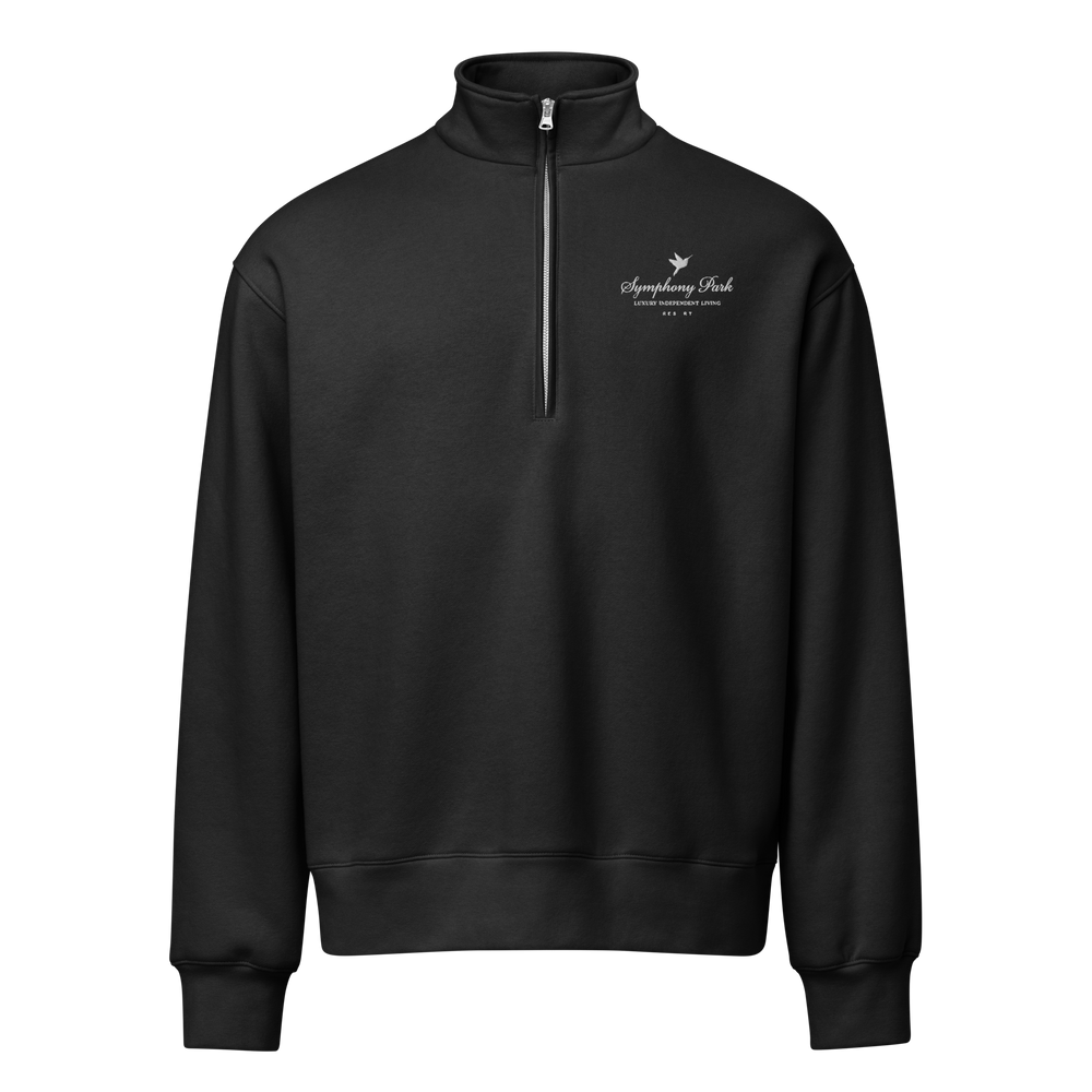 Black Symphony Park mock neck half-zip, front