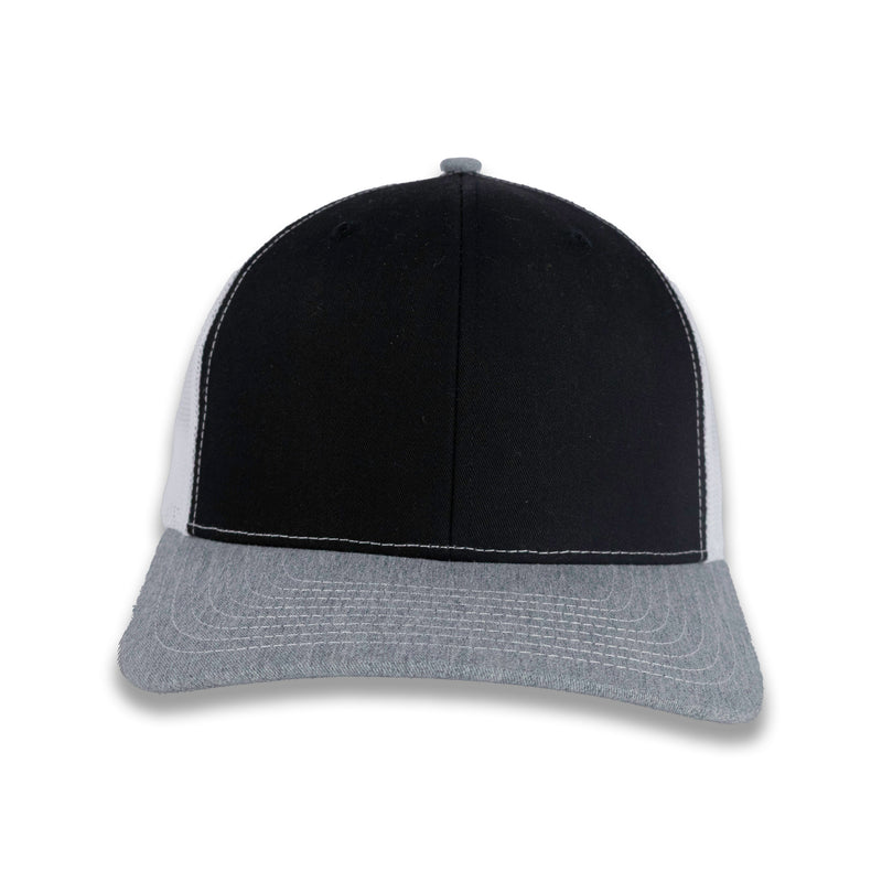 Richardson 112 Tri-Color Trucker - Black/White/Heather Gray
