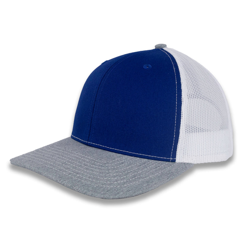 Richardson 112 Tri-Color Trucker - Royal/White/Heather Gray
