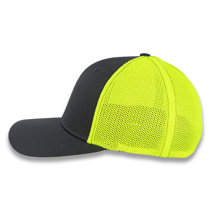 Richardson R-Flex Trucker Cap - Charcoal/Neon Yellow