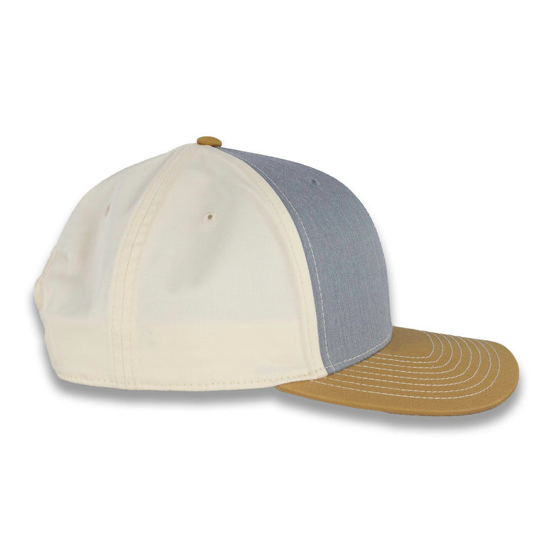 Richardson Tri-Color Twill Trucker - Heather Gray/Birch/Amber Gold