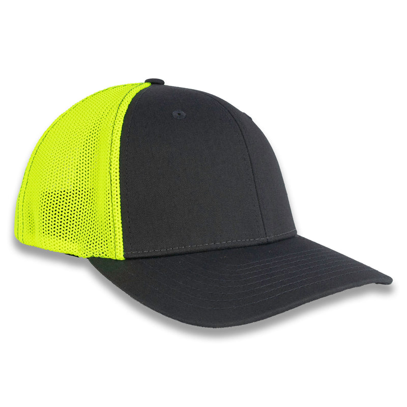 Richardson R-Flex Trucker Cap - Charcoal/Neon Yellow