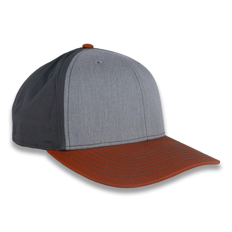Richardson Tri-Color Twill Trucker -Heather Gray/Charcoal/Dark Orange
