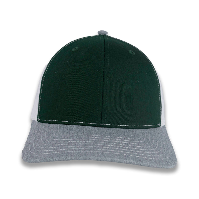 Richardson 112 Tri-Color Trucker - Dark Green/White/Heather Gray