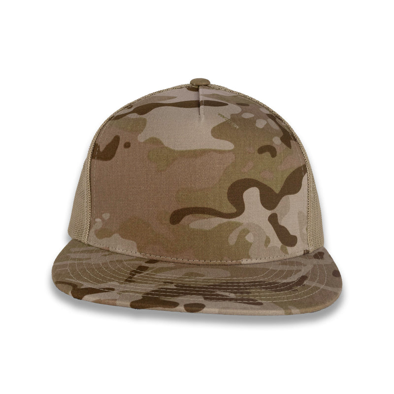 Yupoong Five-Panel Classic Mesh Trucker's Cap - Multicam Arid/Tan