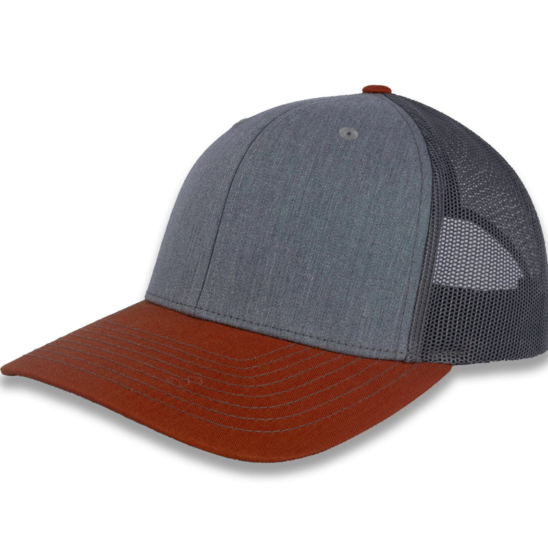 Richardson 112 Tri-Color Trucker - Heather Gray/Charcoal/Dark Orange