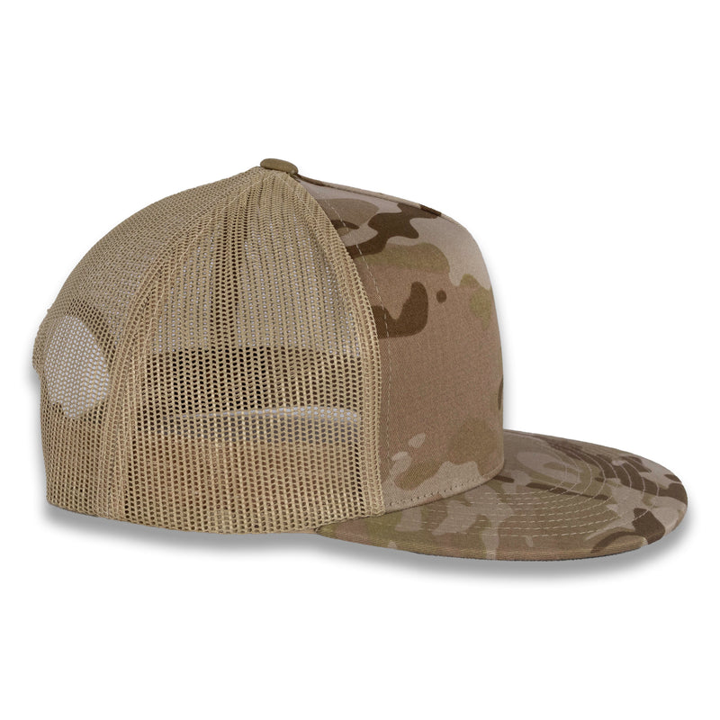 Yupoong Five-Panel Classic Mesh Trucker's Cap - Multicam Arid/Tan