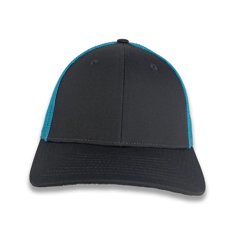 Richardson R-Flex Trucker Cap - Charcoal/Neon Blue