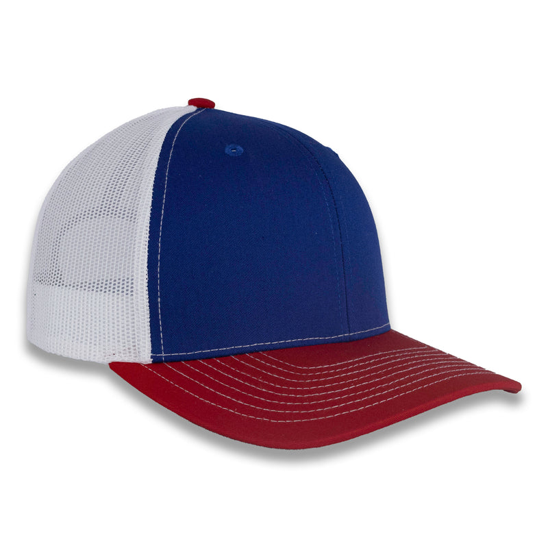 Richardson 112 Tri-Color Trucker - Royal/White/Red