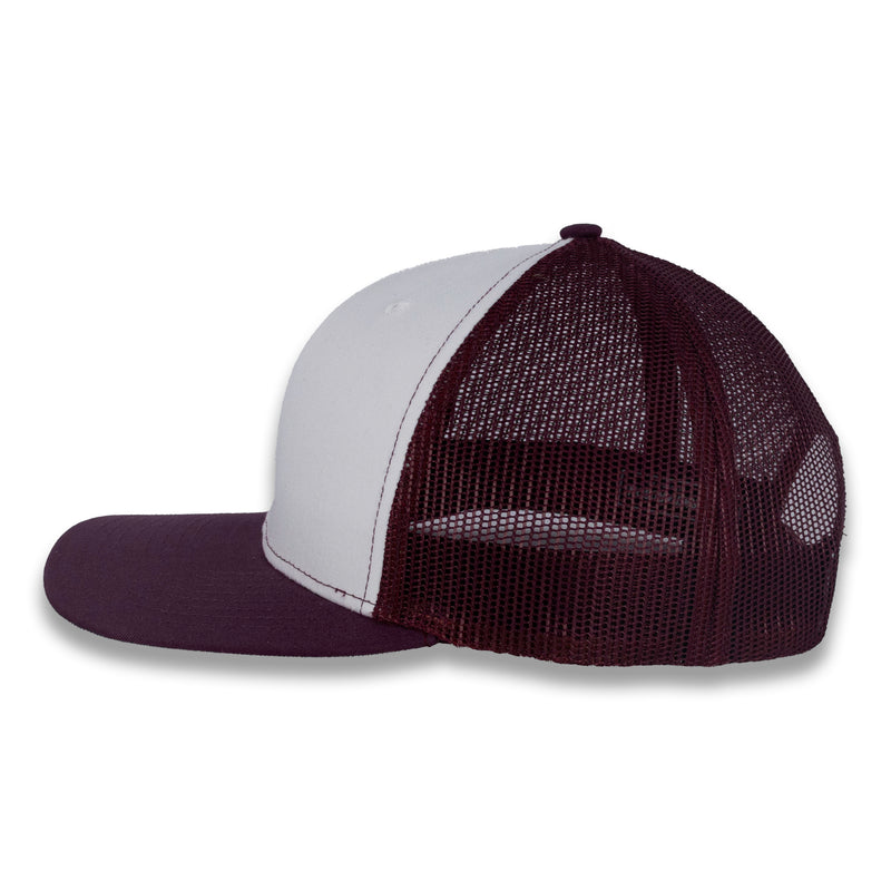 Richardson 112 Split Trucker - White/Maroon