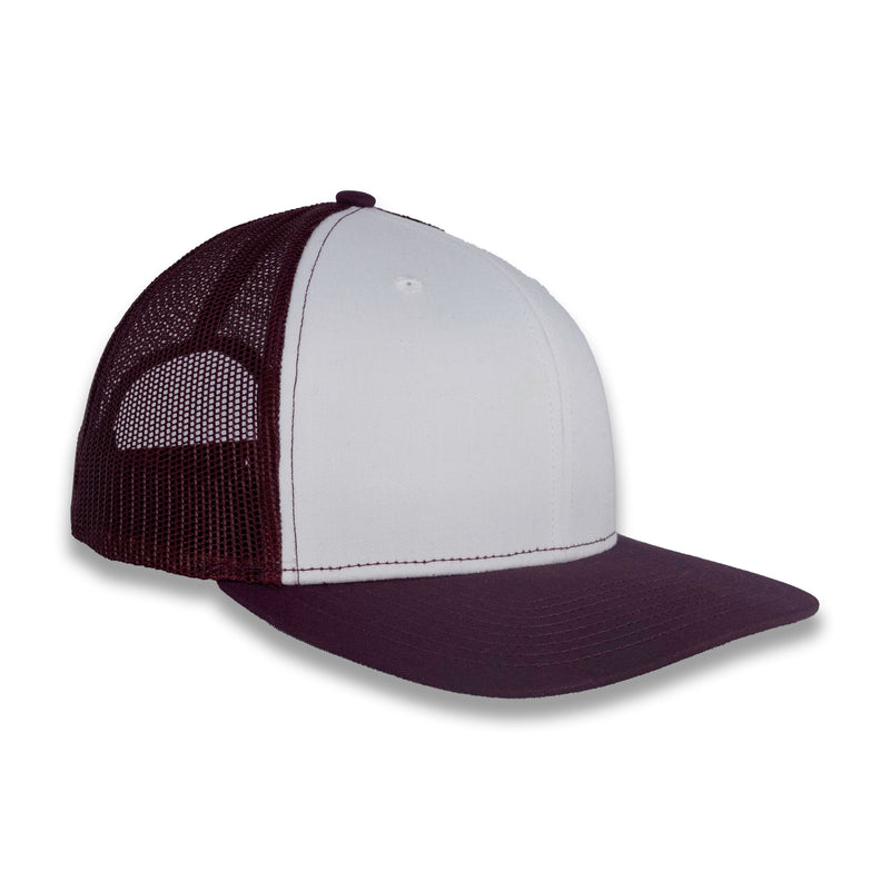 Richardson 112 Split Trucker - White/Maroon