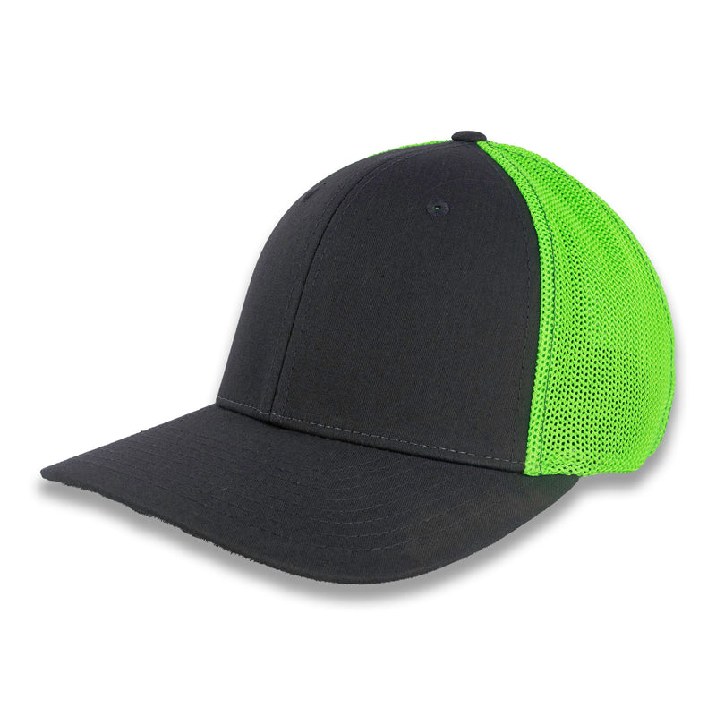 Richardson R-Flex Trucker Cap - Charcoal/Neon Green