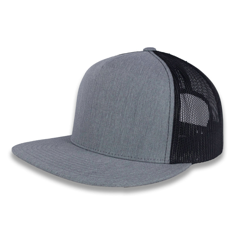 Yupoong Five-Panel Classic Mesh Trucker's Cap - Heather Gray/Black