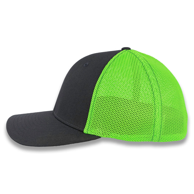 Richardson R-Flex Trucker Cap - Charcoal/Neon Green