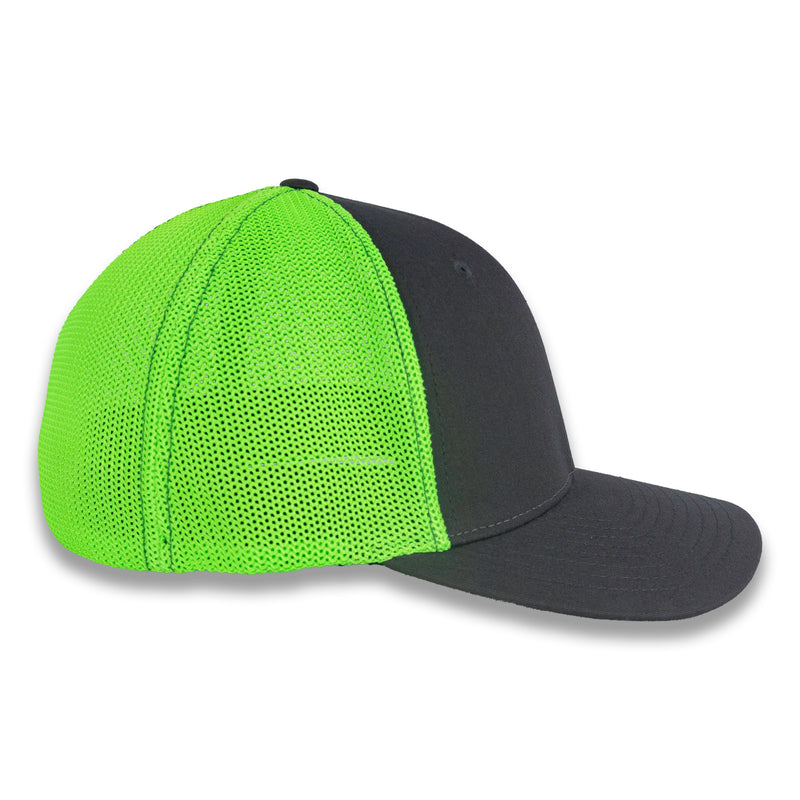 Richardson R-Flex Trucker Cap - Charcoal/Neon Green