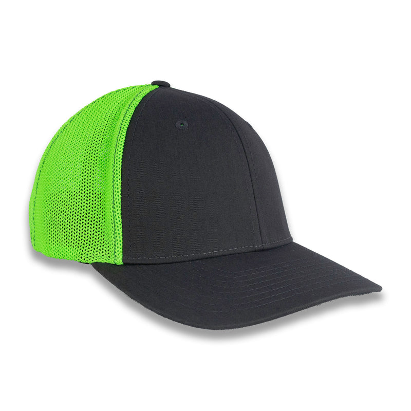 Richardson R-Flex Trucker Cap - Charcoal/Neon Green