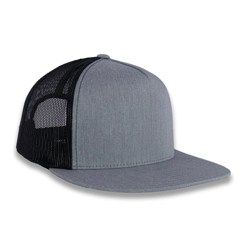 Yupoong Five-Panel Classic Mesh Trucker's Cap - Heather Gray/Black