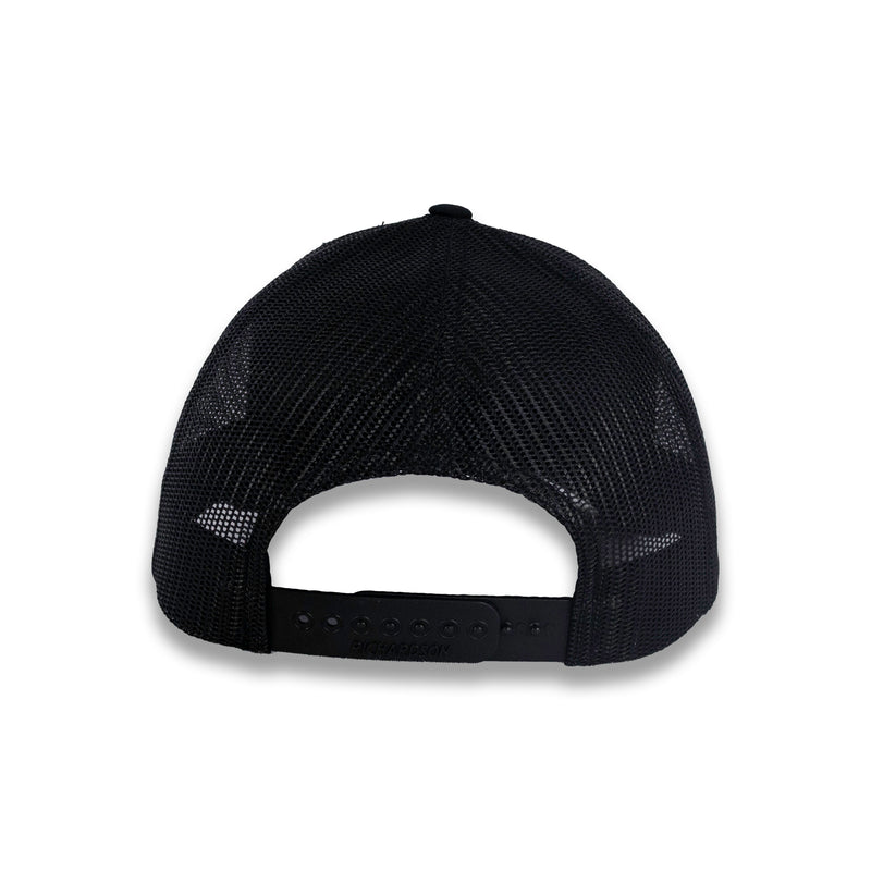 Richardson Five Panel Trucker with Rope Cap - Black with White Rope