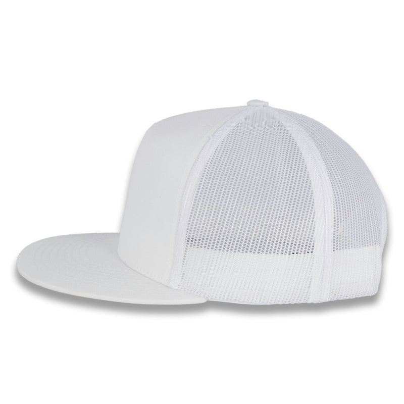 Yupoong Five-Panel Classic Mesh Trucker's Cap - White