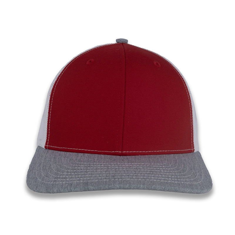 Richardson 112 Tri-Color Trucker - Red/White/Heather Gray