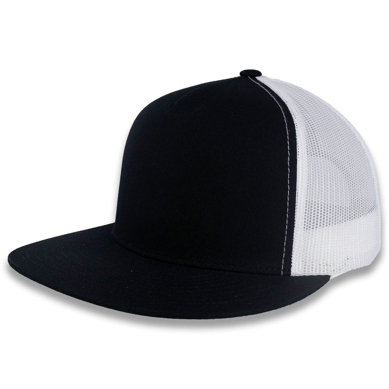 Yupoong Five-Panel Classic Mesh Trucker's Cap - Black/White
