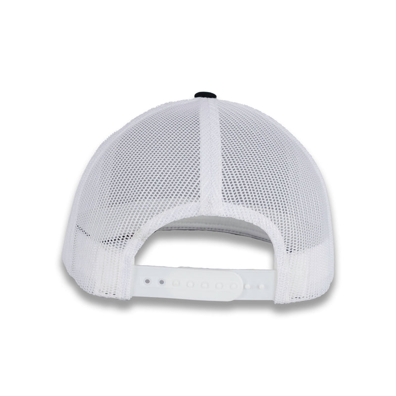 Yupoong Five-Panel Classic Mesh Trucker's Cap - Black/White