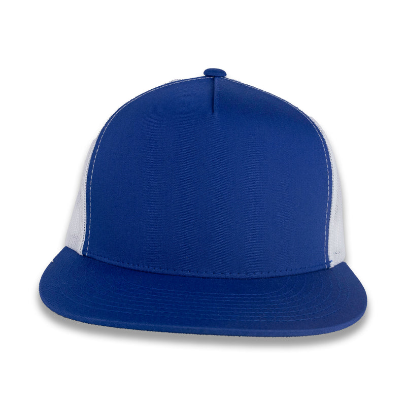 Yupoong Five-Panel Classic Mesh Trucker's Cap - Royal/White