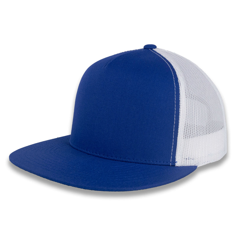 Yupoong Five-Panel Classic Mesh Trucker's Cap - Royal/White