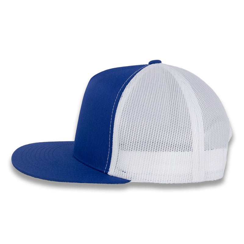 Yupoong Five-Panel Classic Mesh Trucker's Cap - Royal/White
