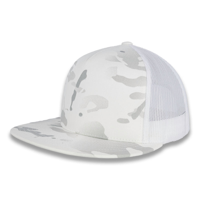 Yupoong Five-Panel Classic Mesh Trucker's Cap - Multicam Alpine/White