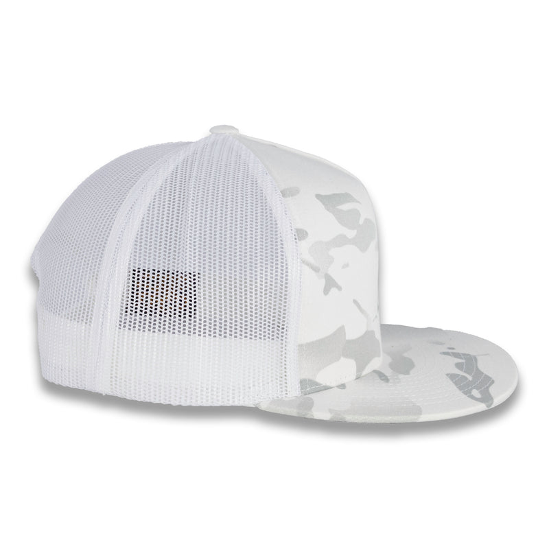 Yupoong Five-Panel Classic Mesh Trucker's Cap - Multicam Alpine/White
