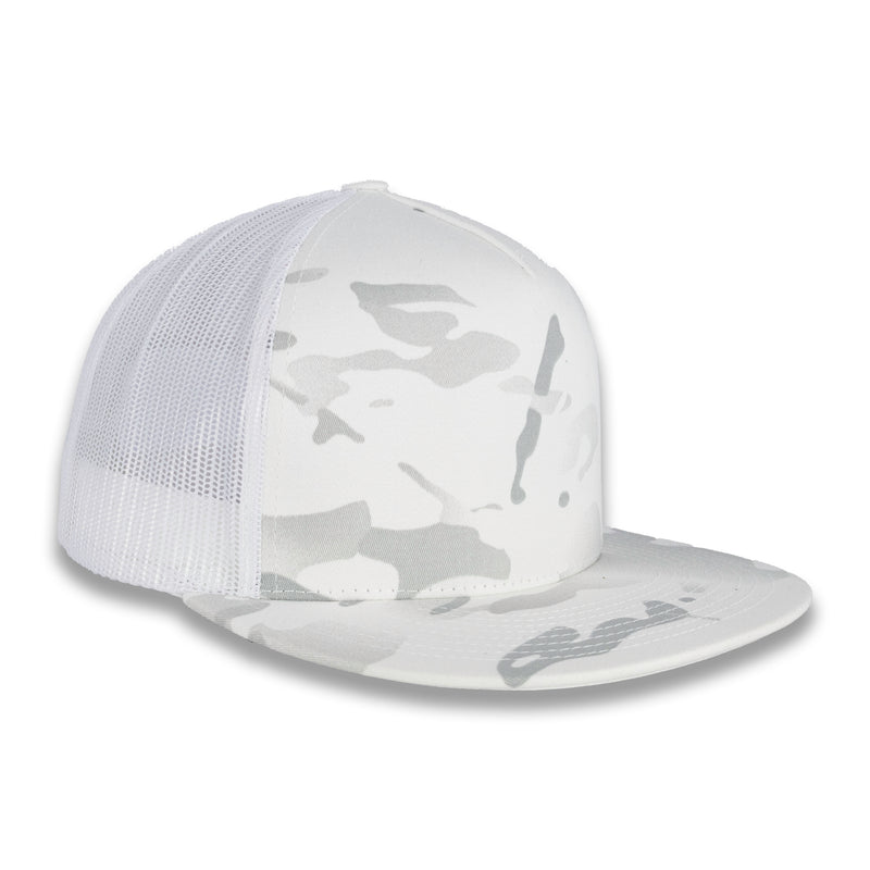 Yupoong Five-Panel Classic Mesh Trucker's Cap - Multicam Alpine/White