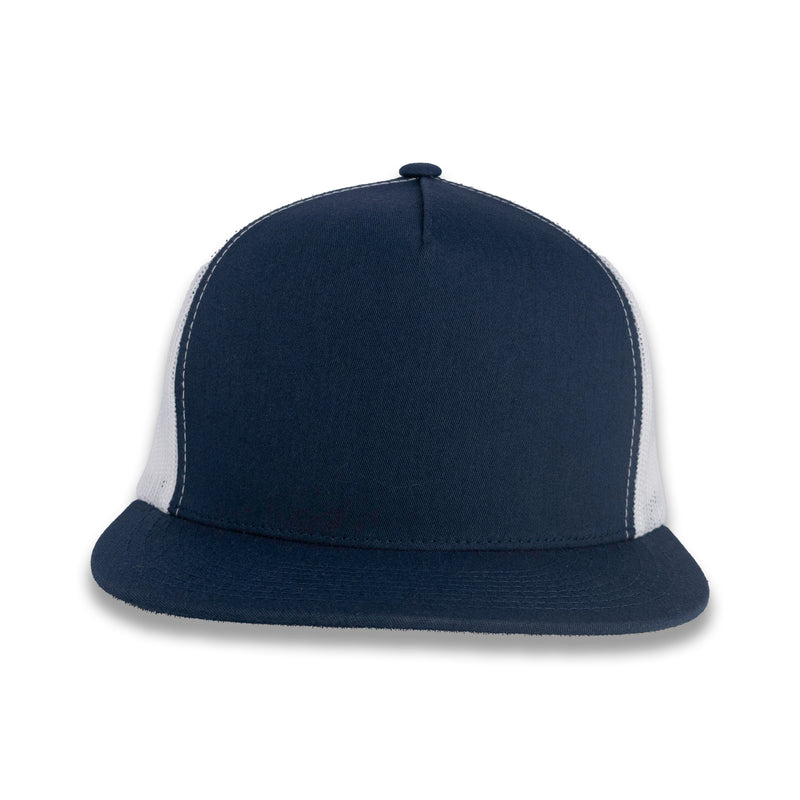 Yupoong Five-Panel Classic Mesh Trucker's Cap - Navy/White