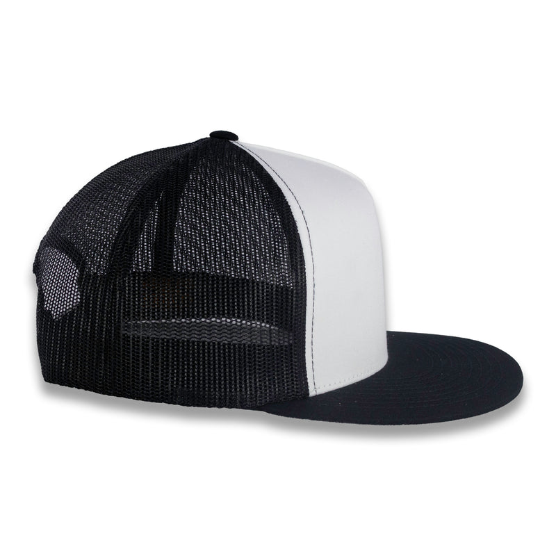 Yupoong Five-Panel Classic Mesh Trucker's Cap - Black/White/Black