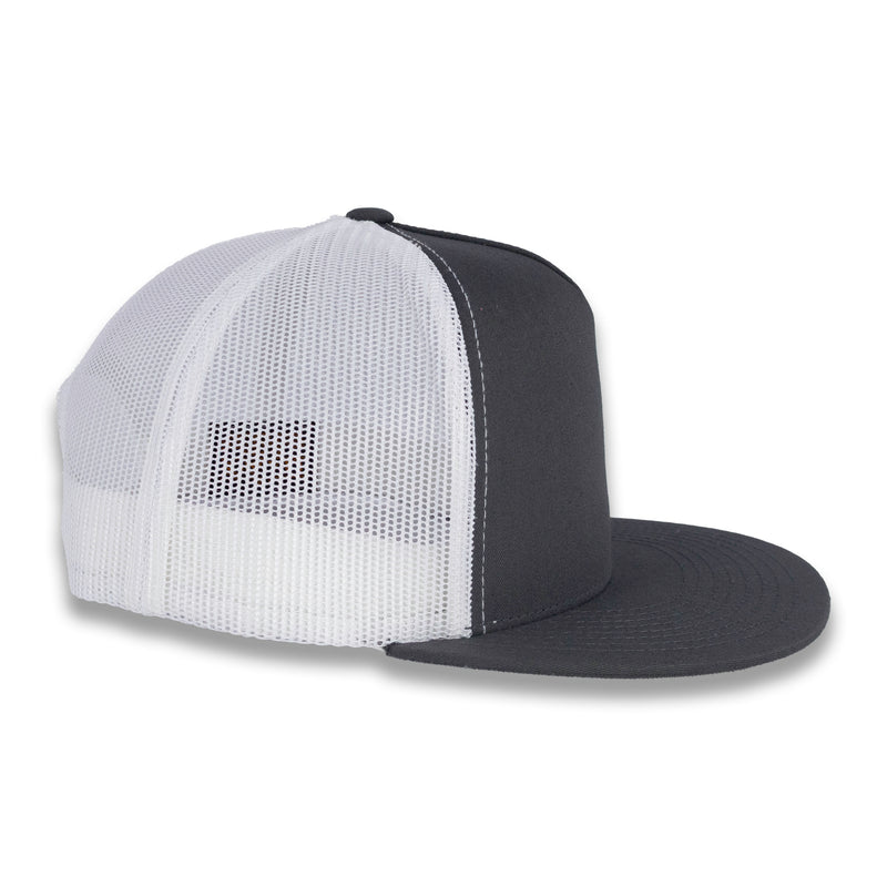 Yupoong Five-Panel Classic Mesh Trucker's Cap - Charcoal/White
