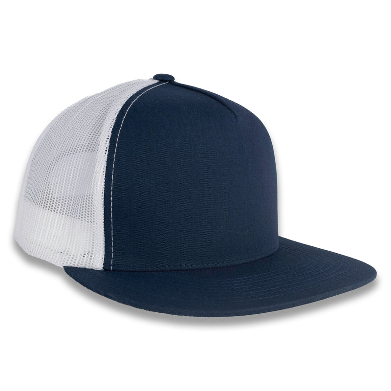 Yupoong Five-Panel Classic Mesh Trucker's Cap - Navy/White