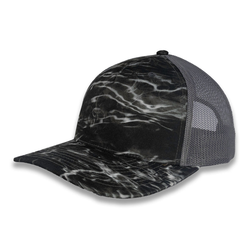 Richardson Five Panel Trucker - Mossy Oak - Elements Blacktip/Charcoal