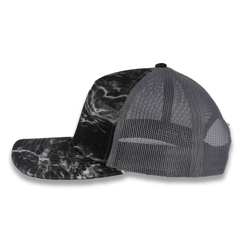 Richardson Five Panel Trucker - Mossy Oak - Elements Blacktip/Charcoal