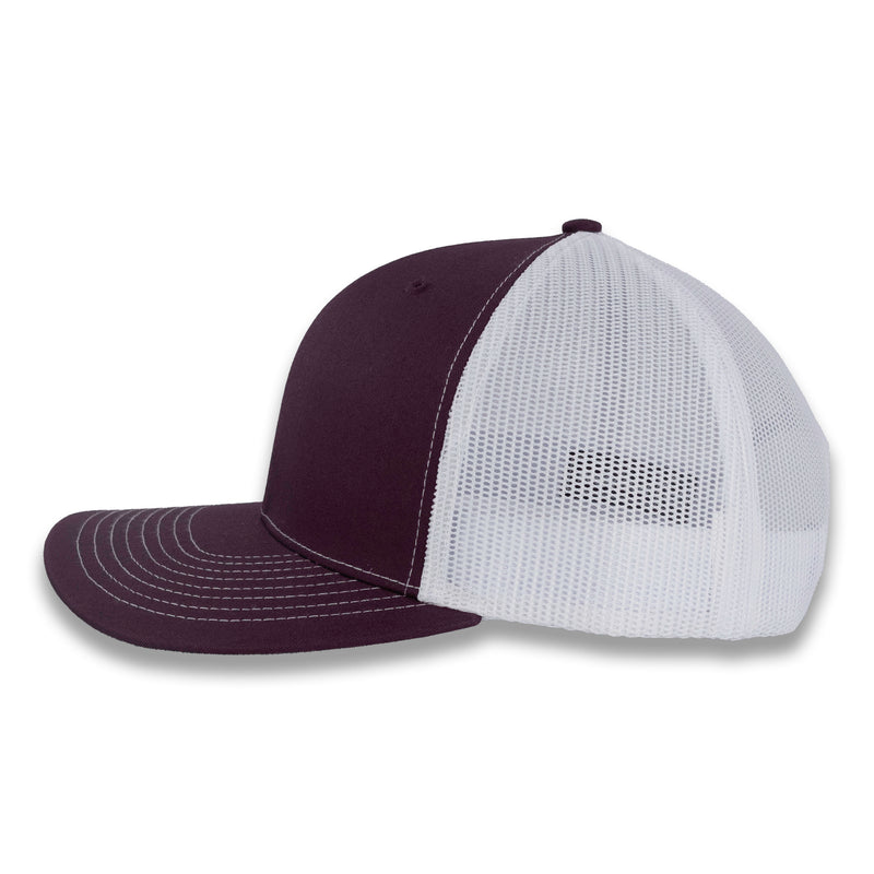 Richardson 112 Split Trucker - Maroon/White