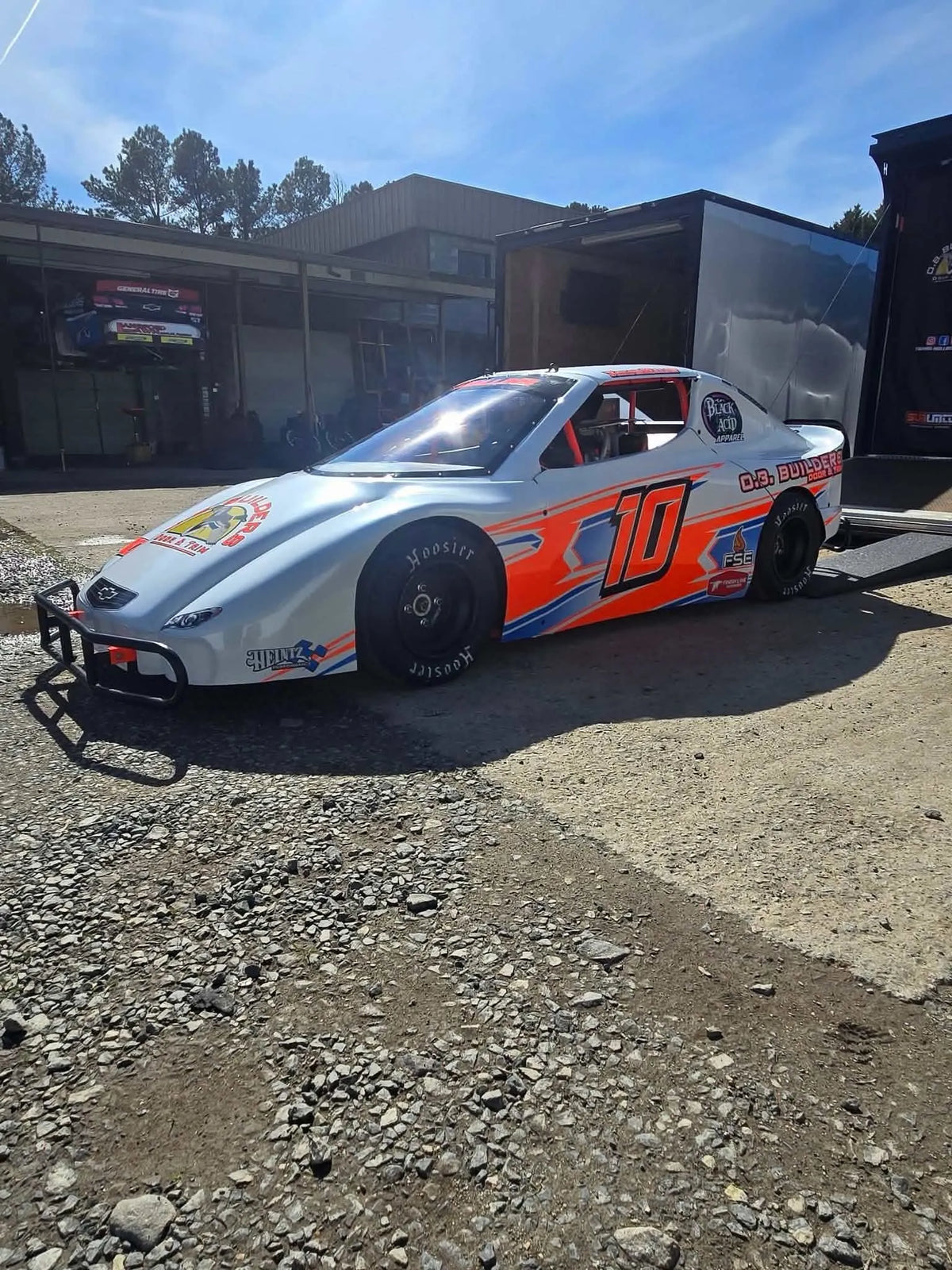 Racing decals on a race car
