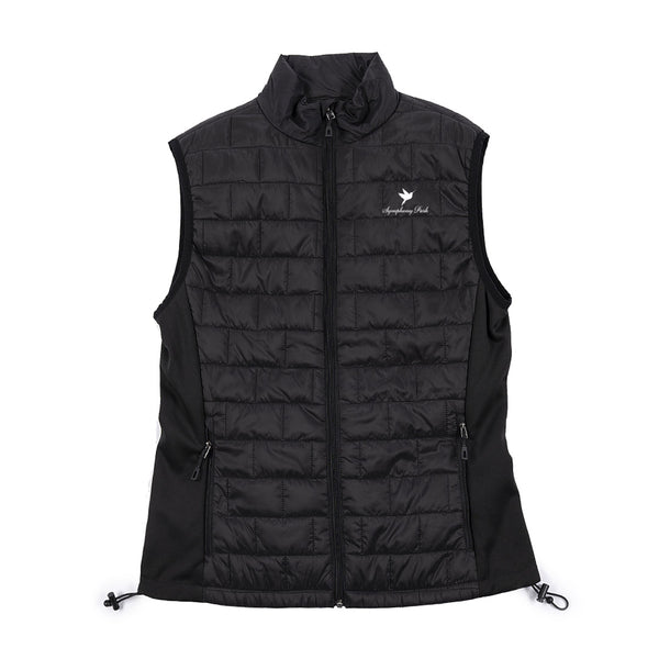 Symphony Park - Ladies Puffer Vest (Black / White Thread)