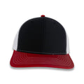 Richardson Tri-Color Twill Trucker - Black/White/Red