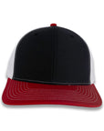 Richardson Tri-Color Twill Trucker - Black/White/Red