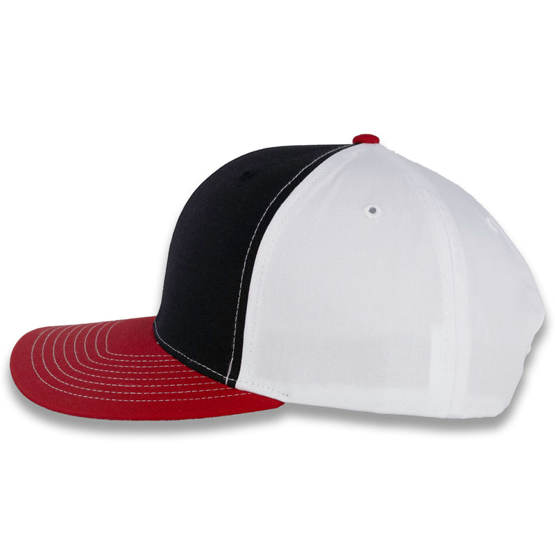 Richardson Tri-Color Twill Trucker - Black/White/Red