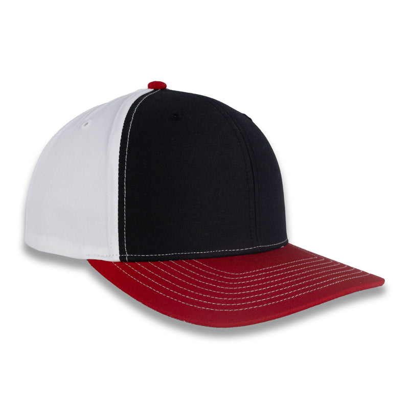Richardson Tri-Color Twill Trucker - Black/White/Red