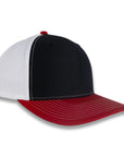 Richardson Tri-Color Twill Trucker - Black/White/Red
