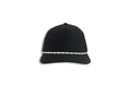1010 Five-Panel Rope Performance Cap, Black with White Rope, front