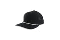 1010 Five-Panel Rope Performance Cap, Black with White Rope, right turn
