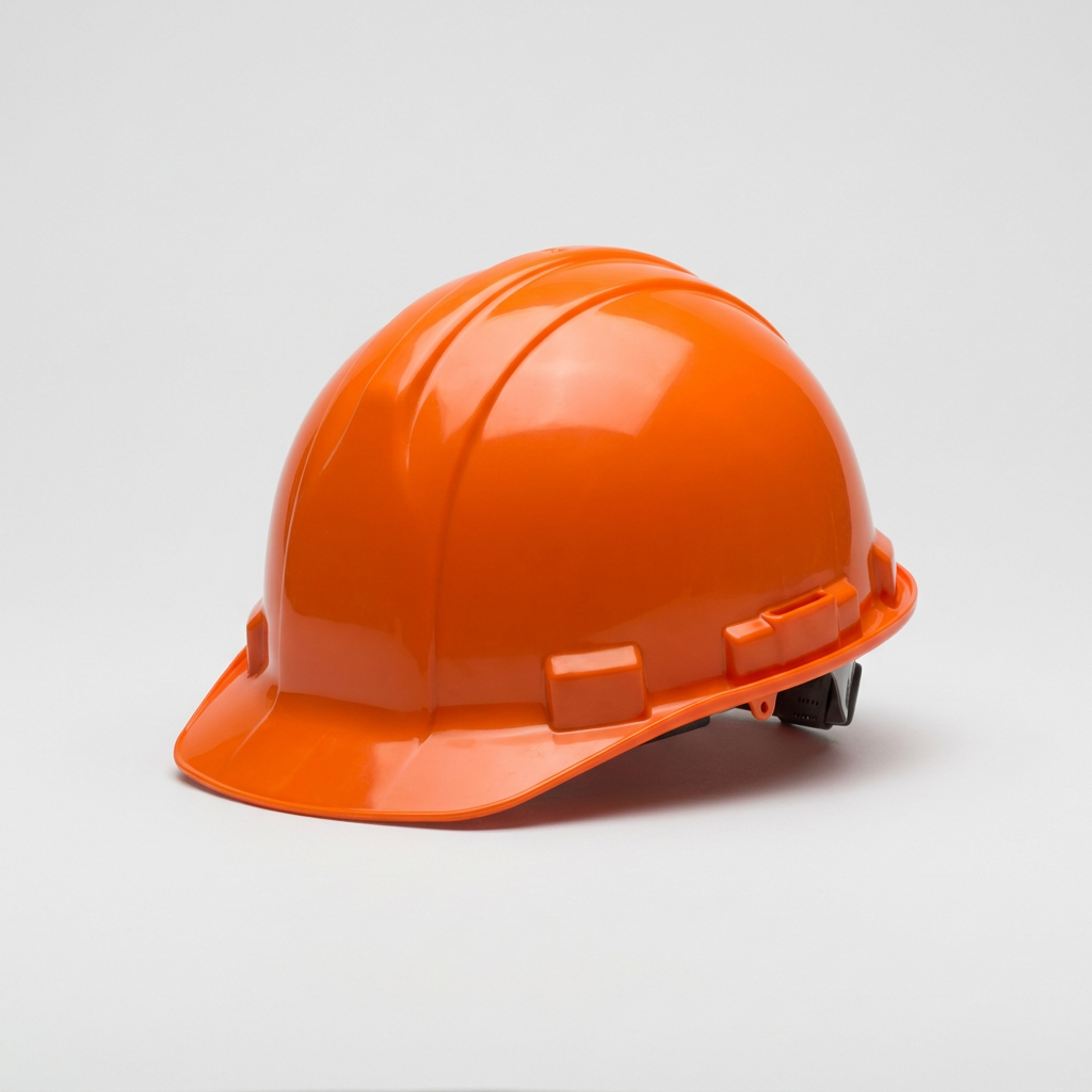 Placeholder mockup - blank orange hard hat, Southcreek Construction logo to be added
